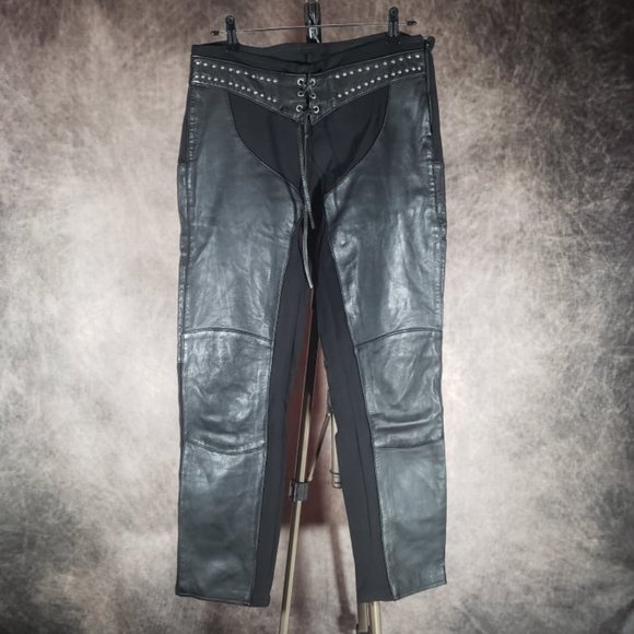 Vintage Black Leather Stretch Pants